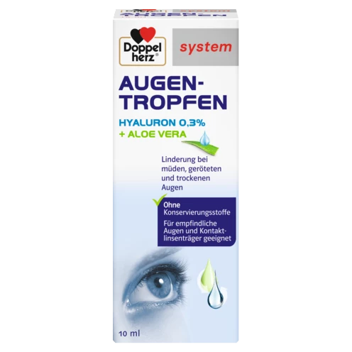 Abbildung der Produktverpackung Doppelherz system AUGEN-TROPFEN HYALURON 0,3 % Frontansicht